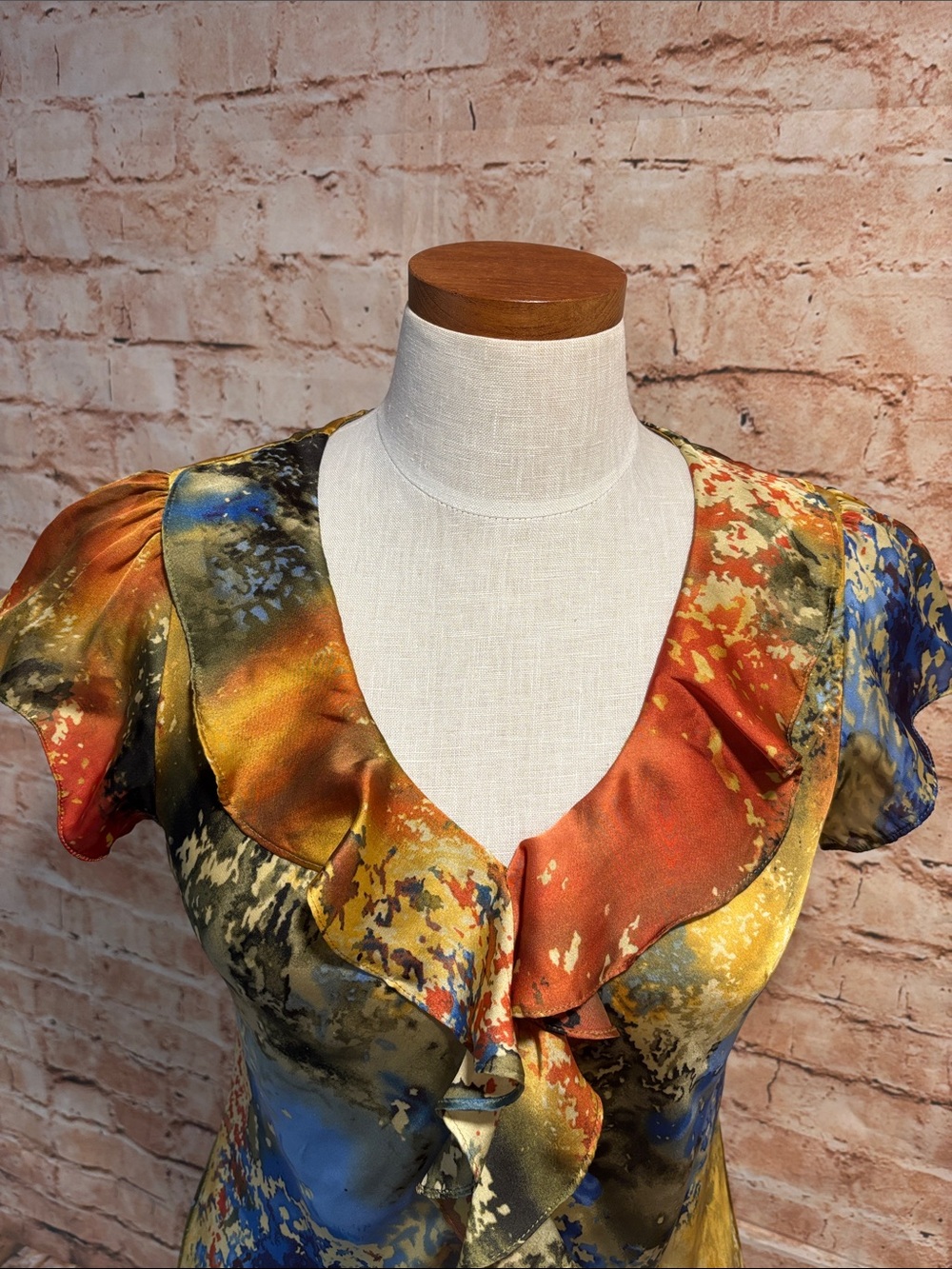 Allison Taylor Multi-Color Ruffled V-Neck Top - Picture 2 of 8